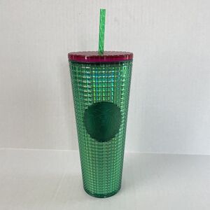 Starbucks Spring 23' WATERMELON GRID GREEN w PINK LID 24oz TUMBLER BRAND NEW